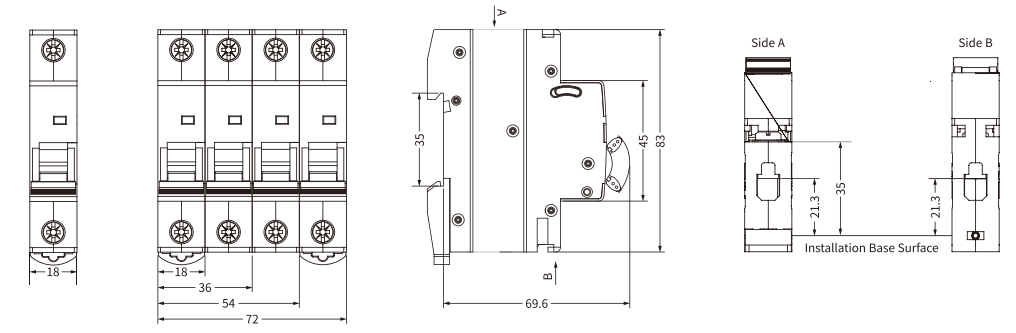 Tama&ntilde;o CAB2-63-MCB