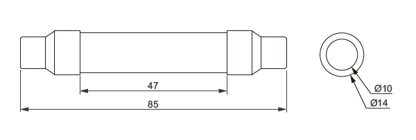Tama&ntilde;o del enlace fusible 14x85 mm-1500 V CC-gPV