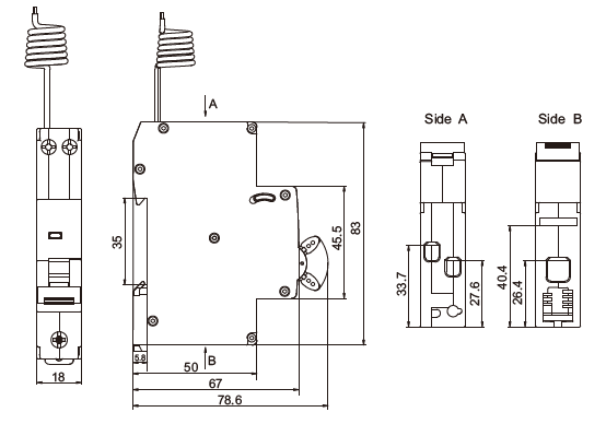 Tama&ntilde;o CAL17-40-DPN-RCBO