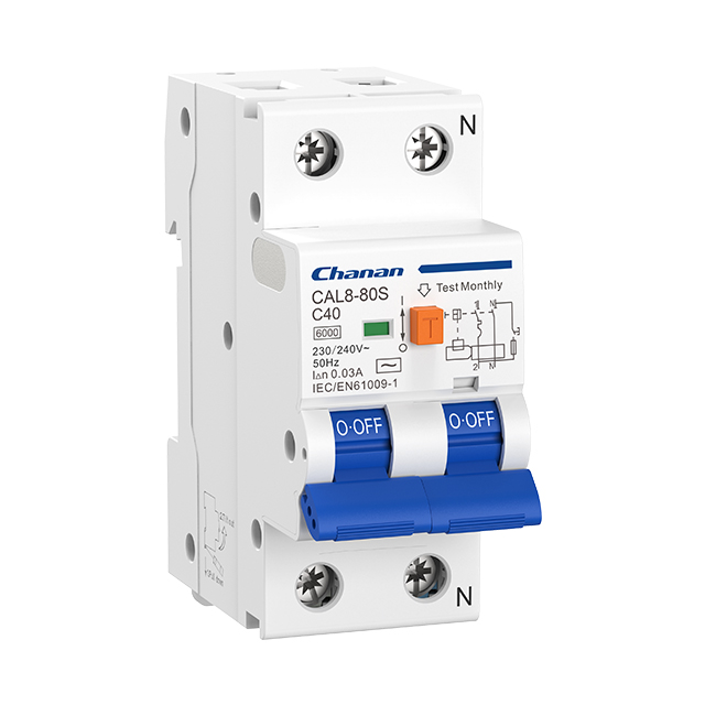 Disyuntor de corriente residual RCBO CAL8-80S 6kA con protección contra sobrecorriente