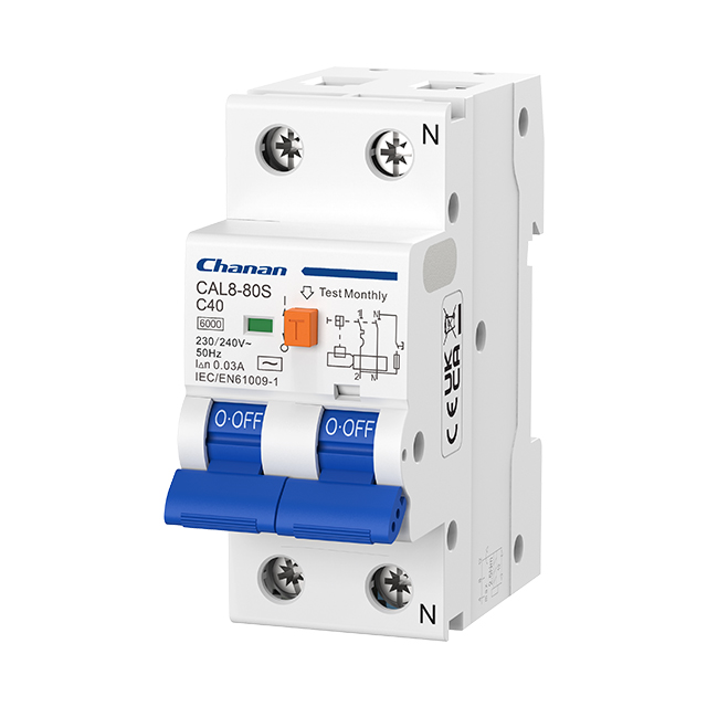 Disyuntor de corriente residual RCBO CAL8-80S 6kA con protección contra sobrecorriente