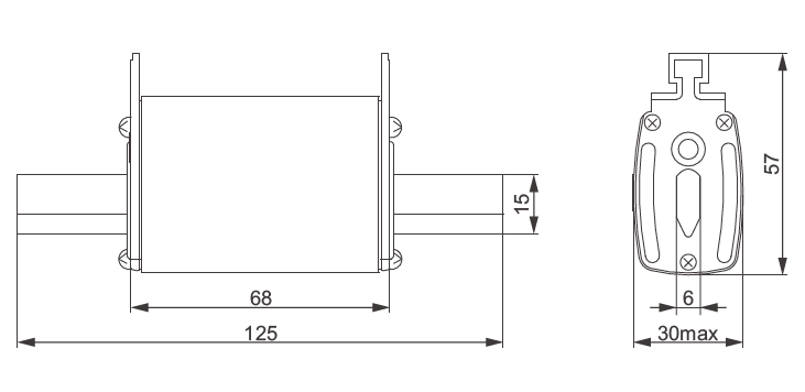 Tama&ntilde;o del enlace del fusible NH0